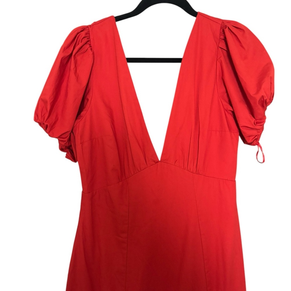 NWT Abercrombie & Fitch Red Puff‎ Sleeve Open Back Dress - Picture 3 of 4
